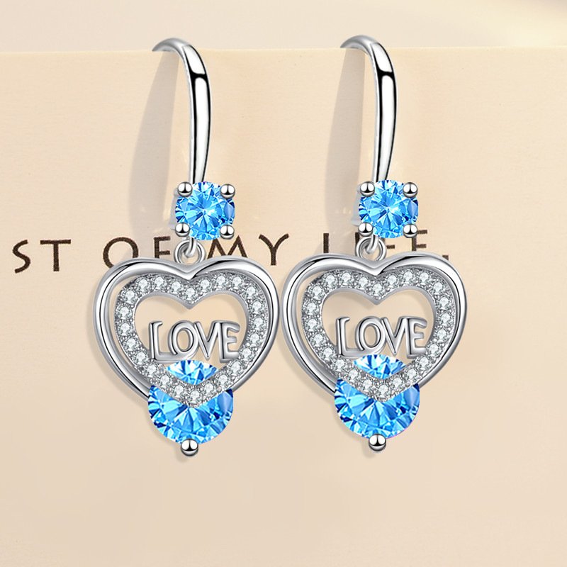 

Love Letter Drop Dangle Earrings Inlaid Zircon Women's Jewelry For Birthday Party Valentine's Day Gift 1pair