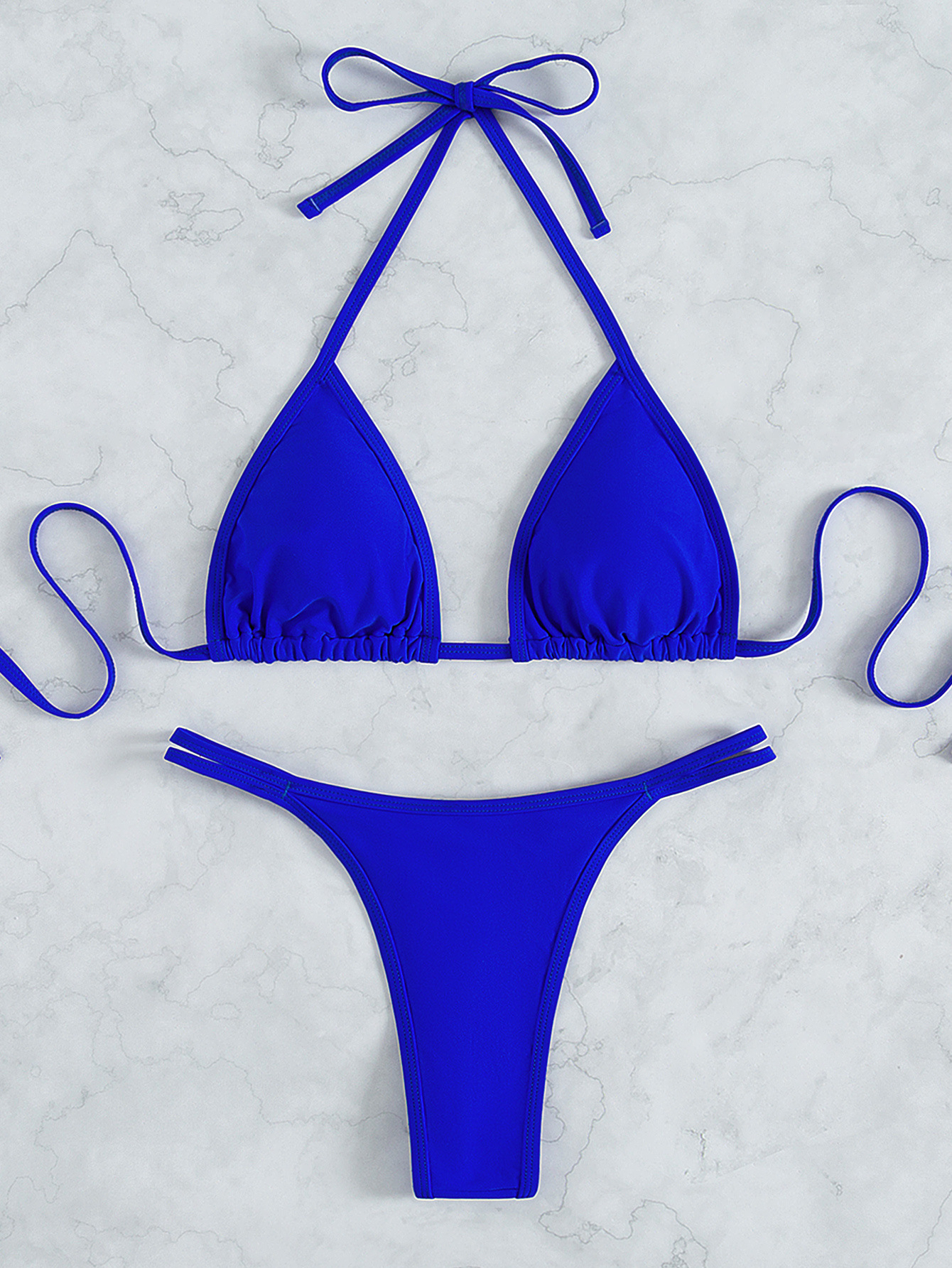 BIKINX Women's Triangle Thong Bikini Sets for Women Swimsuits Bathing Suits  Swimwear Blue