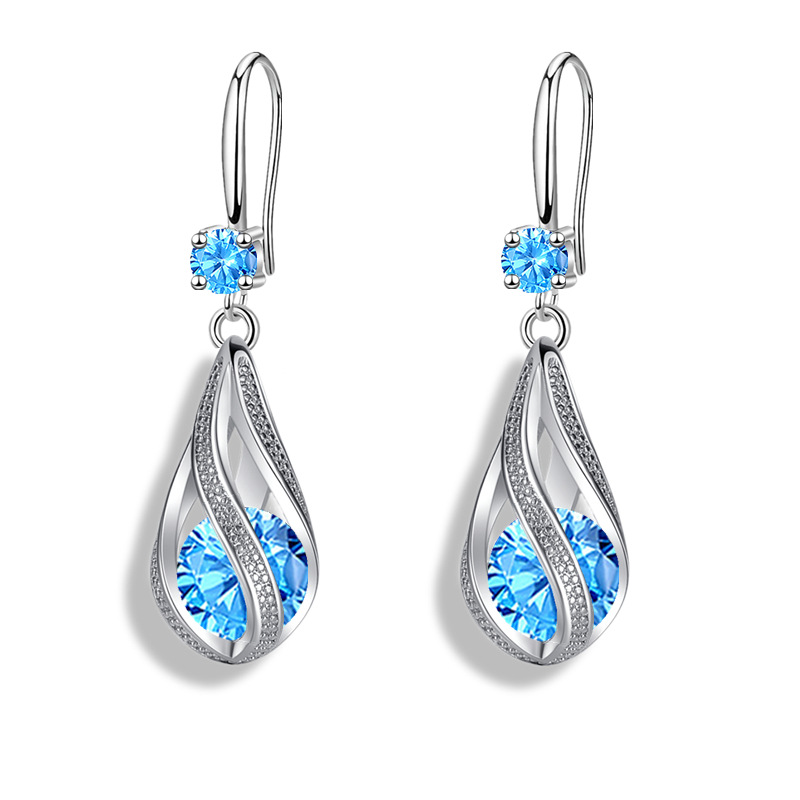 TEMU 1 Paire de Boucles d'Oreilles Pendantes de , Couleur Argentée, Creuses, avec , Aqua, Rose, Feuille, Florale et Spirale, Bijoux