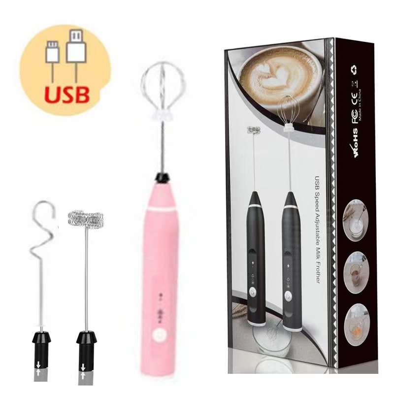 1pc Dual-use Pink High-speed Rechargeable Milk Frother