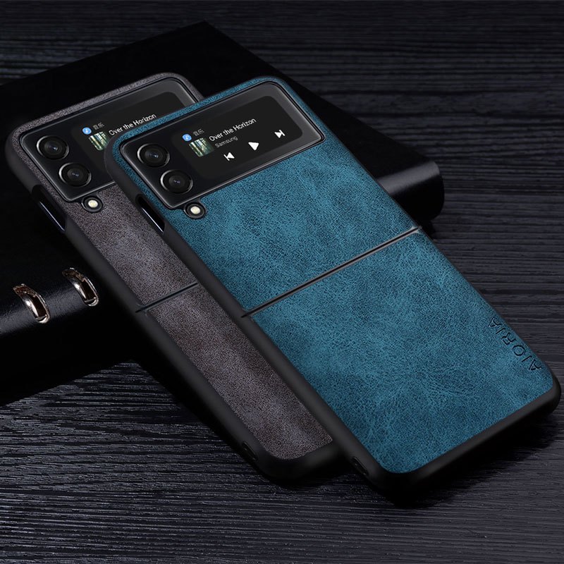 For Samsung Galaxy Z Flip 4 3 5G ZFlip4 Luxury Plain PU Leather