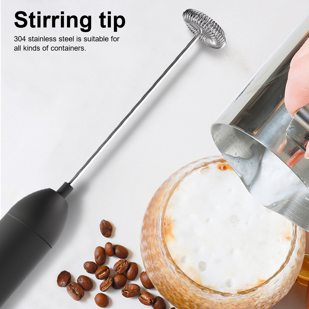 FrotherElectric Milk Mixer Drink Foamer Coffee Egg Beater Whisk Latte  Stirrer, Stainless Steel Whisk Battery Operated Handheld,Hand Mixer Wand,  Portable Mini Blender Foamer Stirrer for Coffee, Latte, Matcha,Hot  Chocolate,Black,1Pc