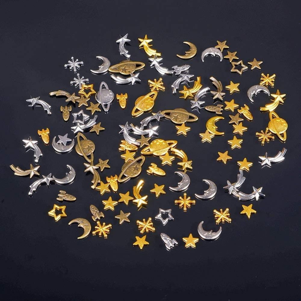 Cosmos Themed Resin Fillers Charms Beads 42Pcs Gold Alloy Star Moon Planet  Filling Accessories for Epoxy Resin Craft Jewelry Making (Gold)