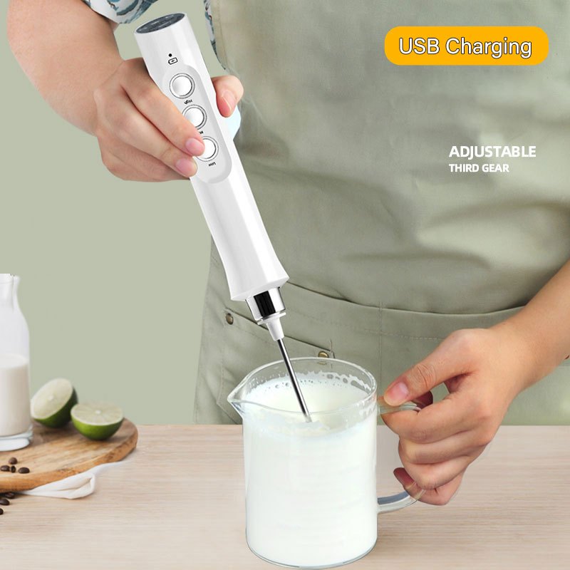 Elementi Varita espumadora de leche con batidor doble (pilas incluidas) -  Batidor Matcha y espumador de café - Mezclador de bebidas y espumador de