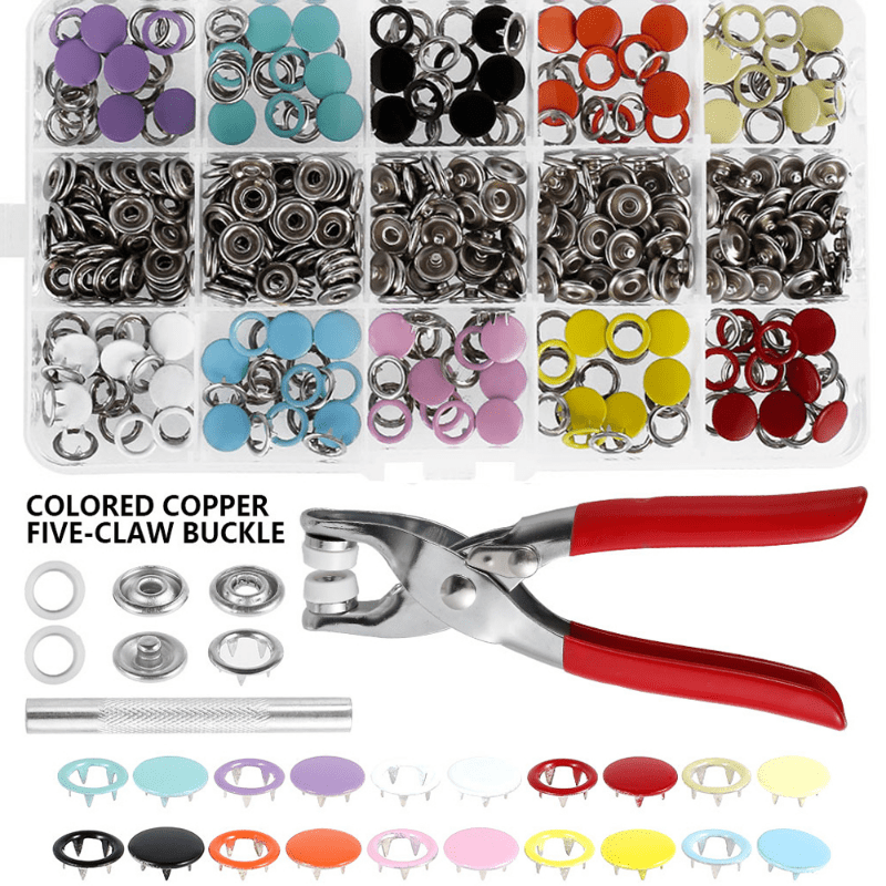Premium Snap Buttons, Easy to Operate 100 Sets Five Prong Buckles