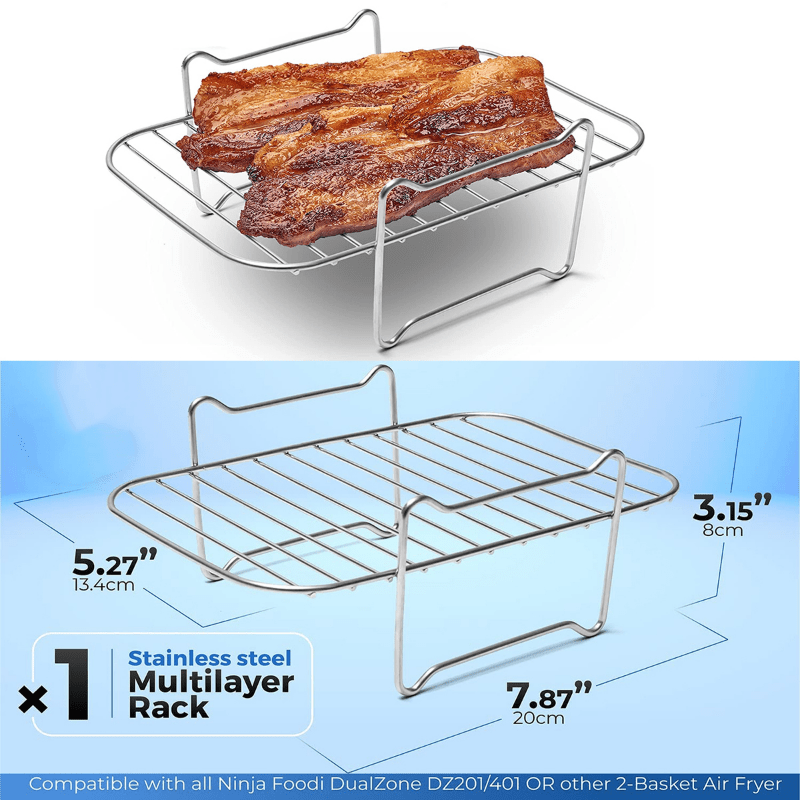 Air Fryer Rack For Dual Airfryers, Double Baskets Air Fryers Dehydrator  Racks For Ninja Foodi Dz201