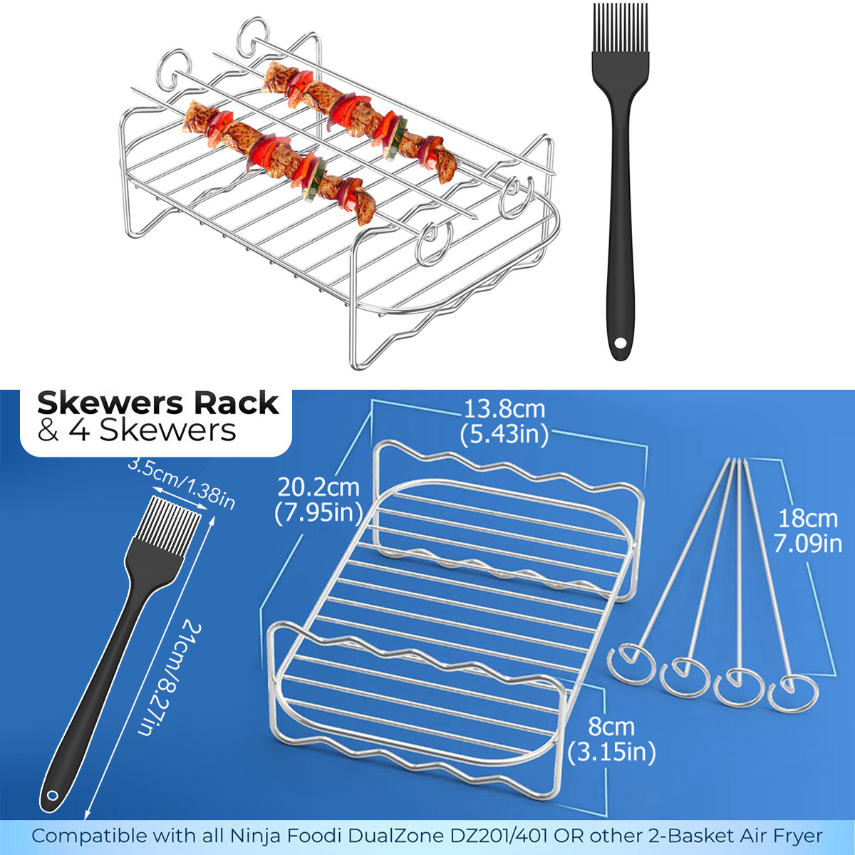 Air Fryer Rack For Dual Airfryers, Double Baskets Air Fryers Dehydrator  Racks For Ninja Foodi Dz201