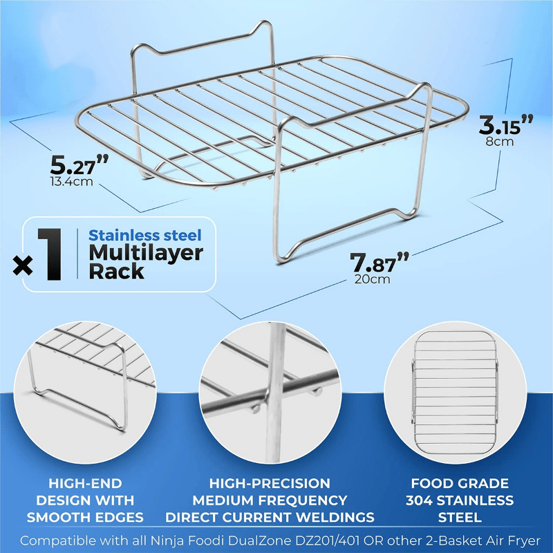 3-layers Air Fryer Rack Stackable Grid Grilling Rack Stainless Steel  Anti-corrosion Baking Tray for Kitchen Oven Steamer Cooker