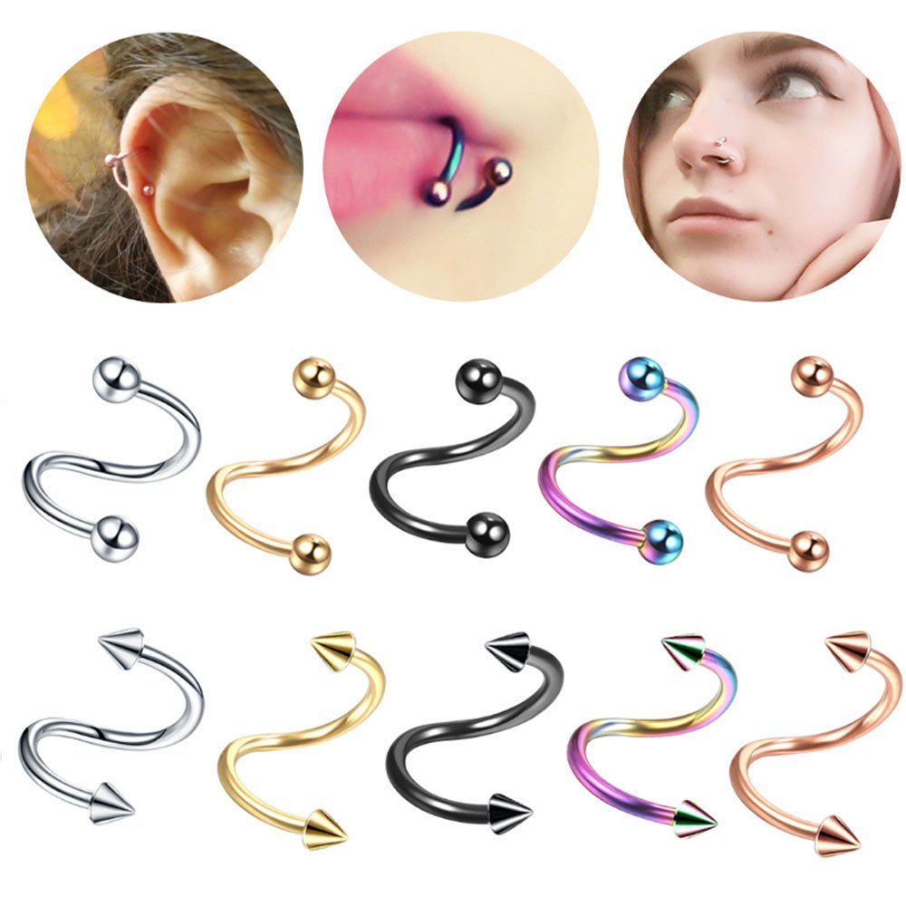 Stainless Steel Hip Hop Style S Shape Lip Ring