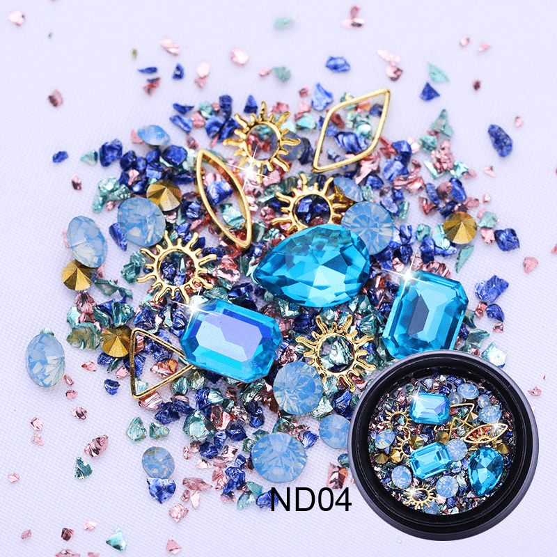 3D Nail Art Rhinestones Multi Color Nail Decorations Gold Red Green Blue  Black Mixed Size Crystal Gems DIY Nails Accessories