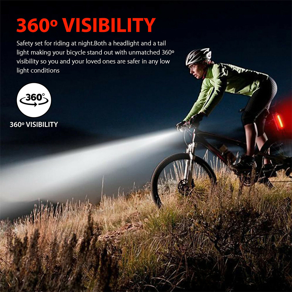 Juego de luces para bicicleta de ciclismo LED recargable para bicicleta  faro tra