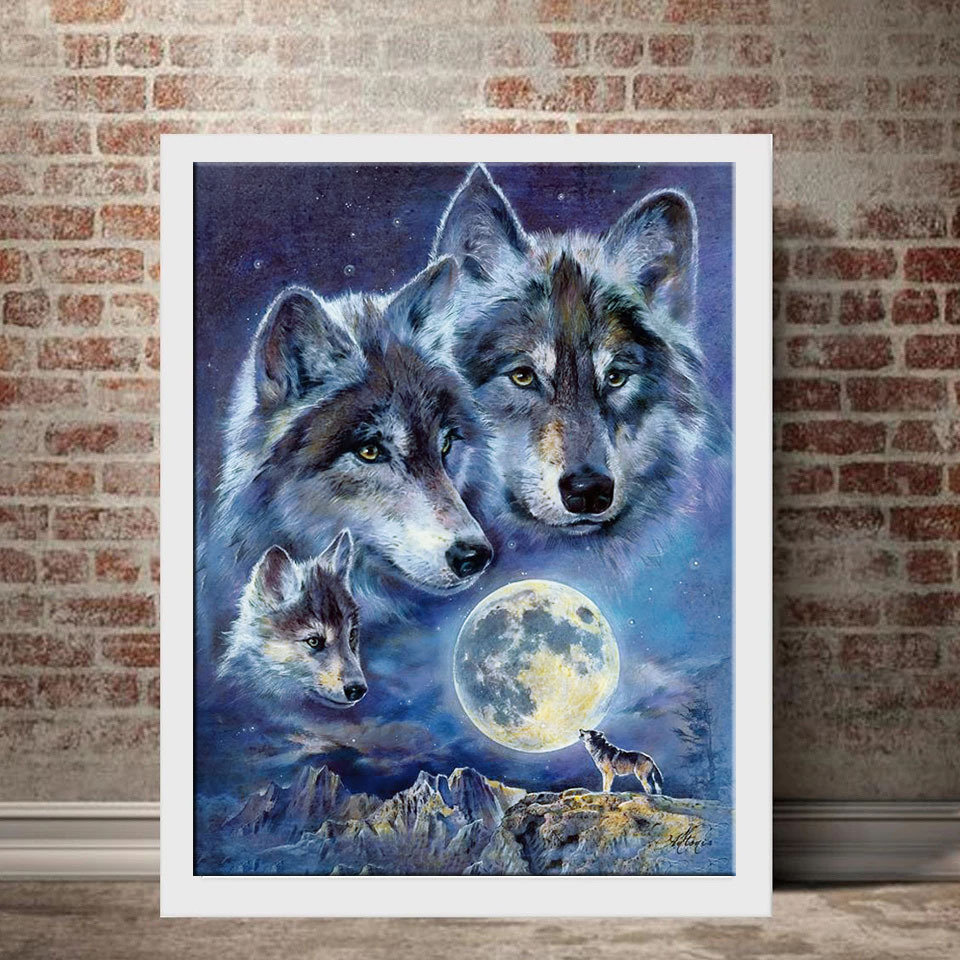 Weitengs Diamond Painting,DIY 5D Diamond Painting Glow Wolf Kits for Adults  & Kids,DIY Diamond Painting Kits for Adults Home Wall Decoration (Blue