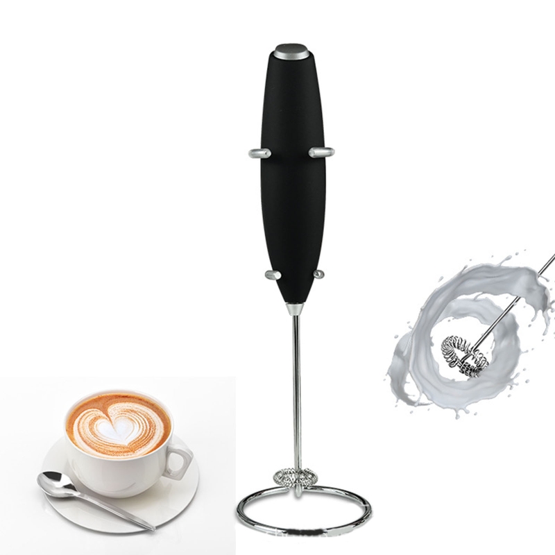  XIMU Espumador de leche de mano, recargable por USB, 3  velocidades, mini mezclador eléctrico de espuma de leche para café, latte,  capuchino, chocolate caliente, batidor de huevo y soporte de acero