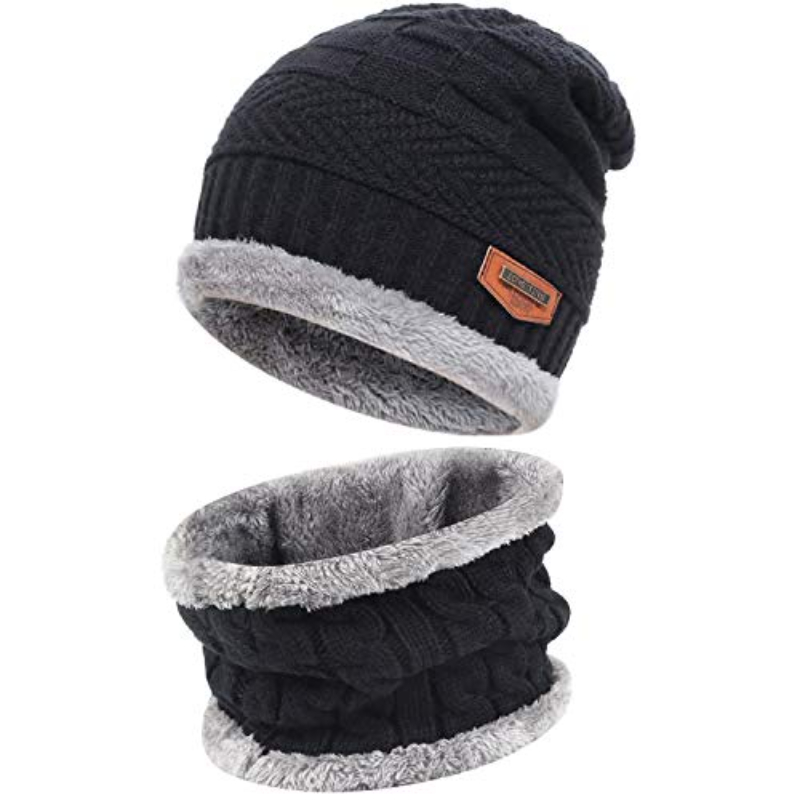 ZXYSMM Bonnet d'hiver thermique chaud en molleton de style tricot