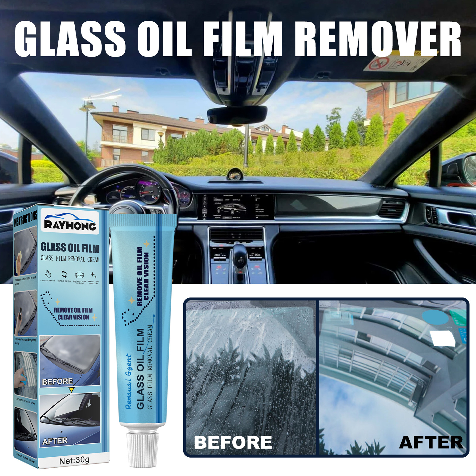 Glass Oil Film Remover For Automobile Glass Decontamination - Temu