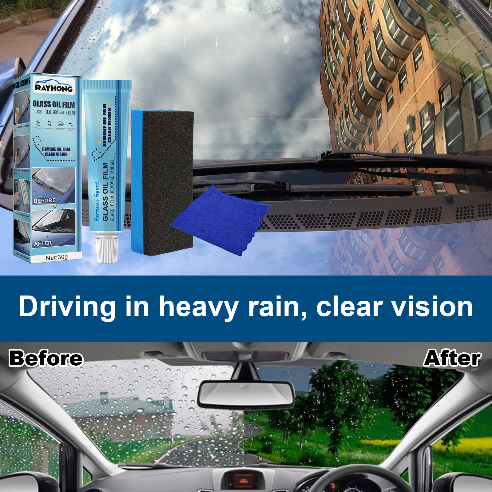 Car Glass Oil Remover AIVC Windshield Coating Agent Waterproof Rainproof  Automobile Glass Oil Film Cleaner Polish Car Detailing