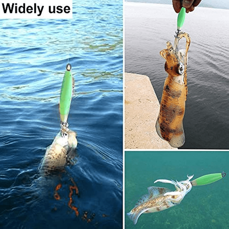 3D Luminous Squid Cuttlefish Sleeve Jig Hooks for Saltwater Freshwater  Fishing