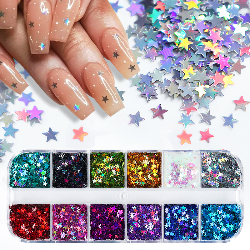 New Luxury 3D Pentagram Dangle Nail Charms 10pcs Glitter