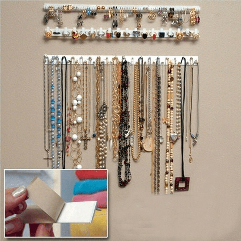 

9pcs/set Viscose Jewelry Hooks, Adhesive Paste Wall Hanging Storage Jewelry Hooks, Jewelry Display Organizer, Necklace Hangers, Sundries Hooks