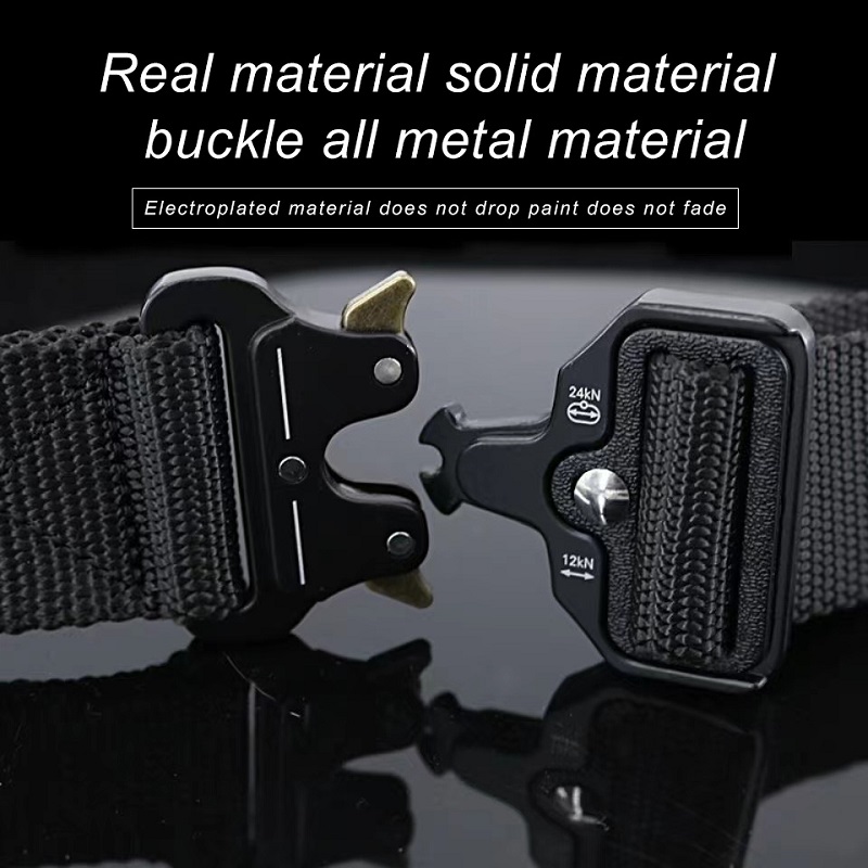 Tactical Belt Military Style Webbing Riggers Web Belt Heavy-Duty  Quick-Release Metal Buckle Belt for Men Women