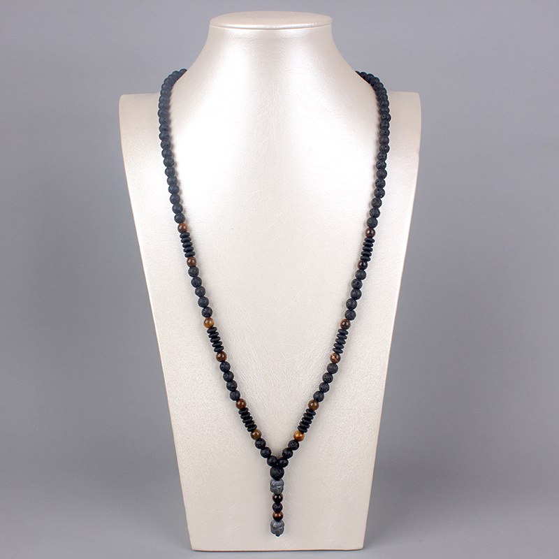 Men's Vintage Natural Tiger-Eye Stone Pendant Necklace