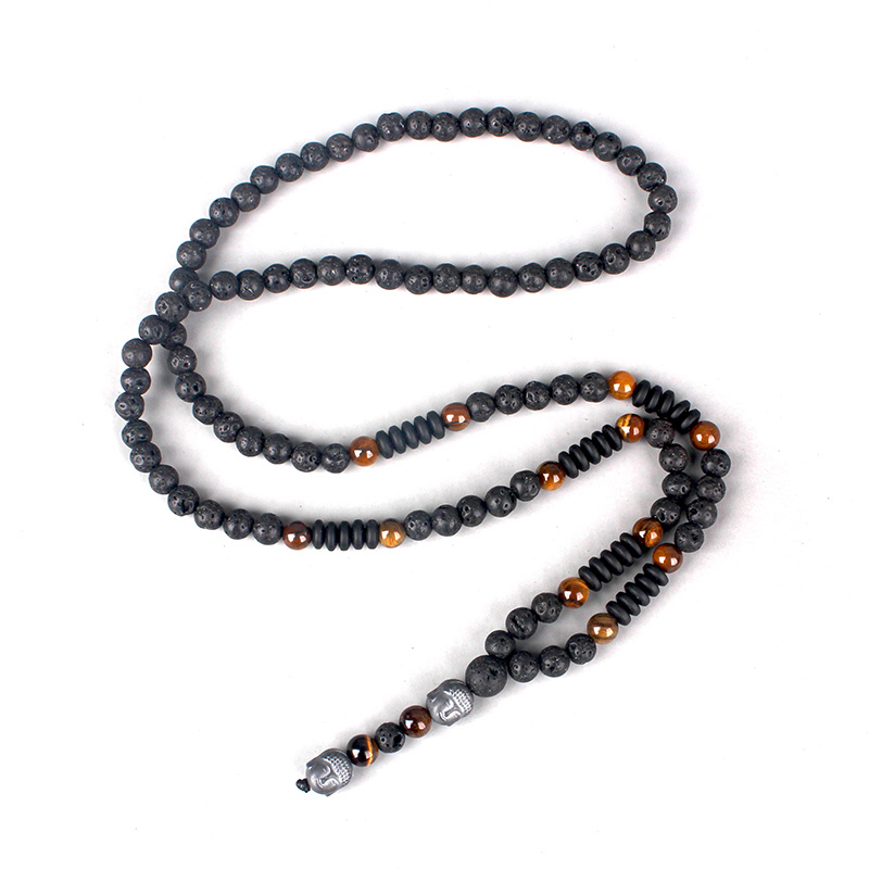 Men's Vintage Natural Tiger-Eye Stone Pendant Necklace