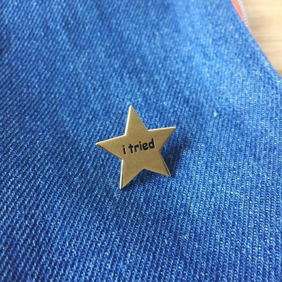 

1pc "i Tried " Men's Novelty Button Brooch, Lapel Badge, Funny Fashion Jewelry