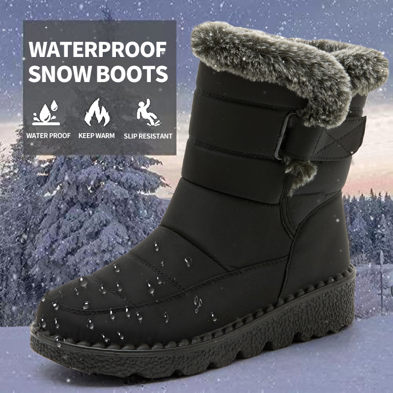 Women's Winter Snow Boots Waterproof Short Boots Soft Plush Warm Ankle  Booties Anti Skid Thick Soled for Trekking Climbing Shopping Work , beige,  35 