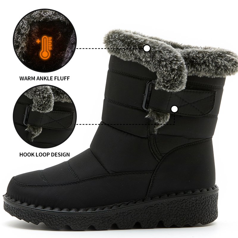  Lfzhjzc Womens Winter Boots, Comfortable Warm Womens Snow  Boots, Full Plush Lining, Anti-Slip Lightweight, Ankle Booties (Color :  Black, Size : 5) : Clothing, Shoes & Jewelry