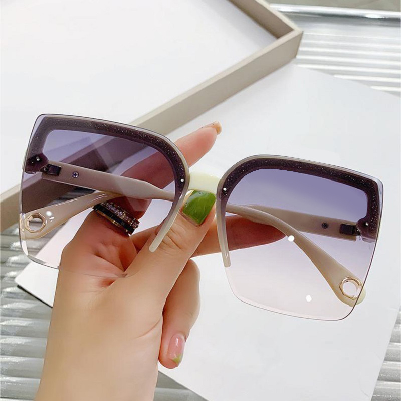 UV400 Luxury Rimless Sunglasses Women Ladies Fashion Oversize