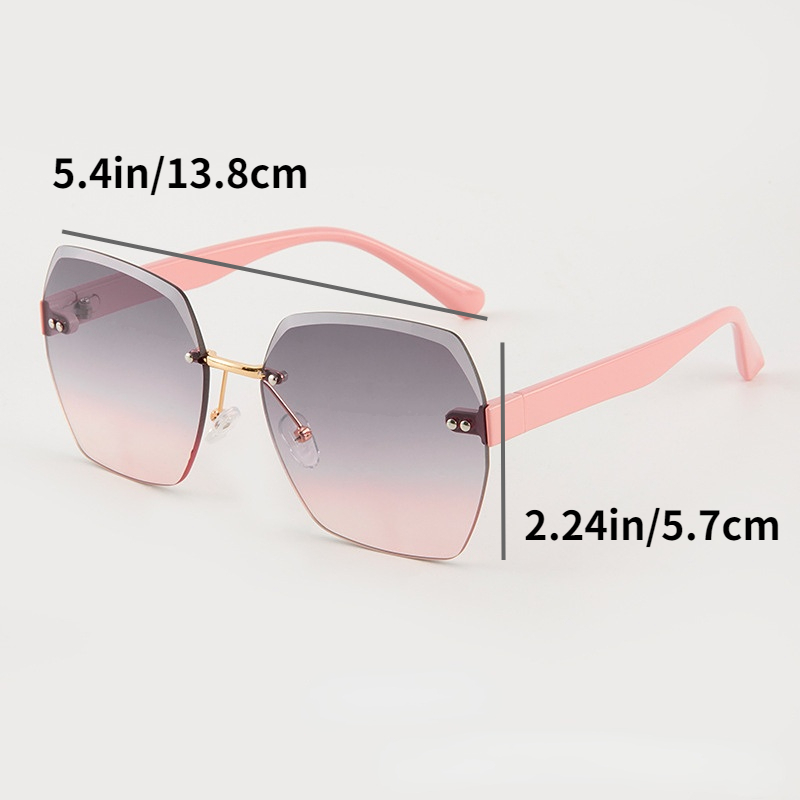 Fashionable Irregular Rimless Sunglasses For Women Vacation Beach