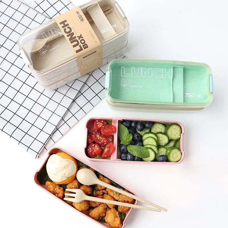KHOXU Bento Lunch Box, Stackable 3 Layers Bento Box Adult Lunch