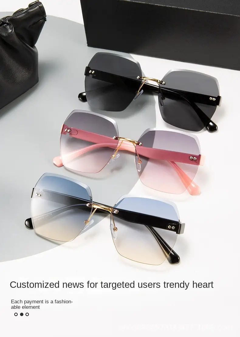 Fashionable Irregular Rimless Sunglasses For Women Vacation Beach