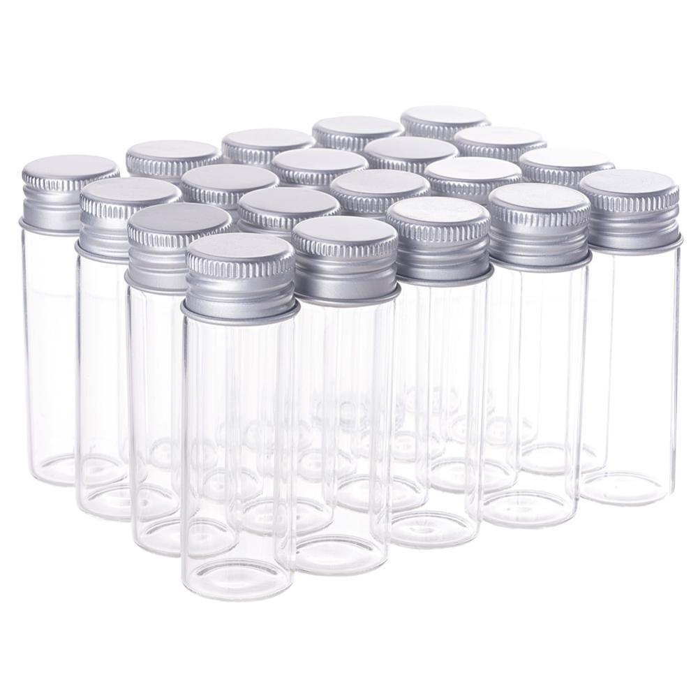 

1 Box 20pcs 15ml Clear Glass Bottles Candy Bottle With Aluminum Screw Top Empty Sample Jars Sample Vials For Spice Herbs Small Items Storage Wedding Favors
