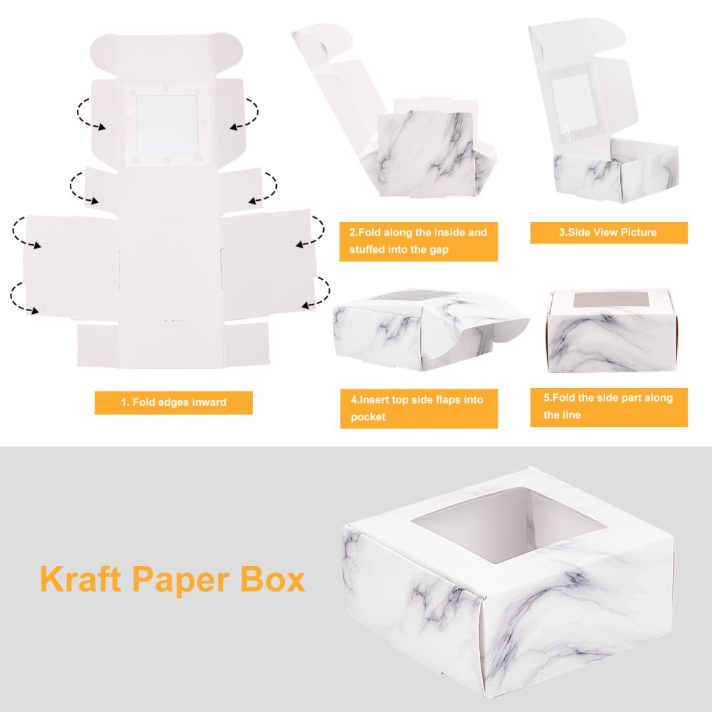 Foldable Kraft Paper Wedding Favor Boxes With Clear Plastic - Temu