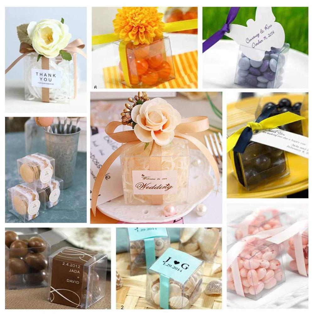 HOZEON 150 Pcs Clear Favor Boxes 2 x 2 x 2 Inches, Clear Plastic Gift Boxes, Transparent Gift Box for Candy, Cookies, Gift, Wedding, Birthday Party