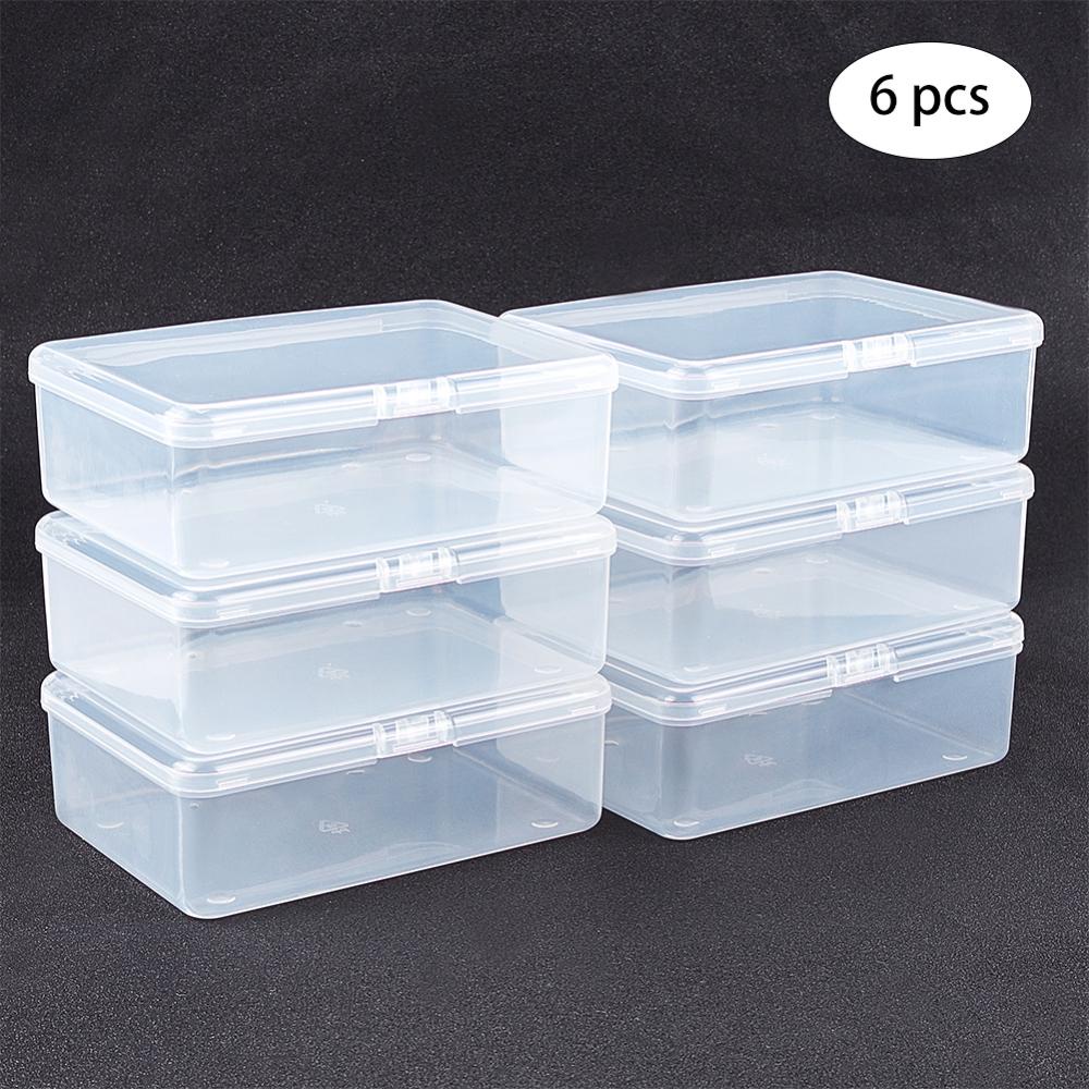 BENECREAT 10 PACK Rectangle Clear Plastic Bead Storage Containers Box Case  with lid for Items, Earplugs, Pills, Tiny Findings - 3.7x2.5x1 Inches 