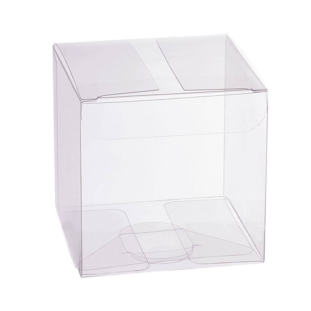 Caja plástico rectangular transparente 14x8x6cm.
