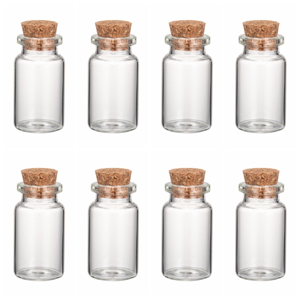 Luo House 10 botellas pequeñas de cristal transparentes de 30 x 80 mm (1.18  x 3.14 pulgadas), 40 ml, con tapones de corcho, botellas de vidrio pequeñas  para recuerdos de boda : : Hogar y Cocina