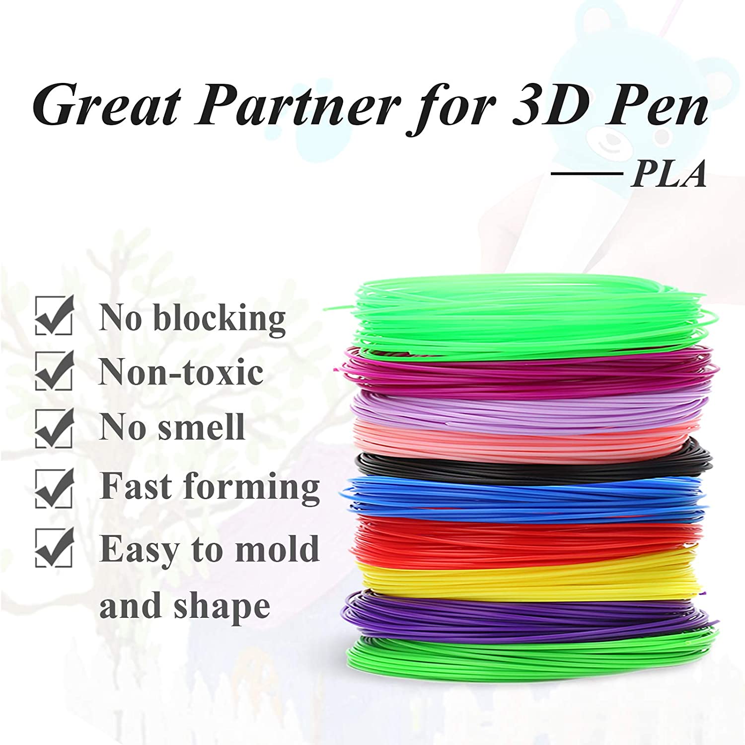 3D Pen Filament PCL 50M - Colorful, Non-Toxic, Odor-Free