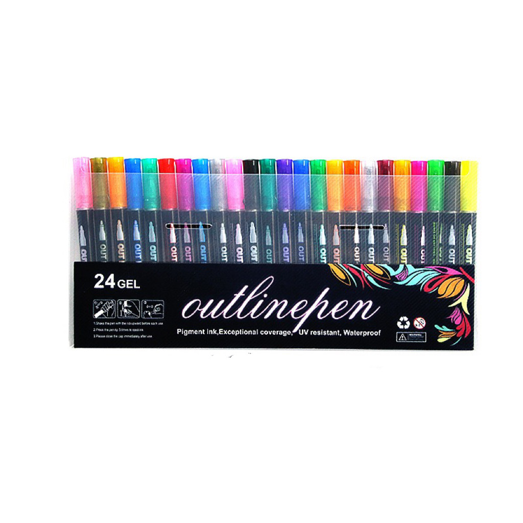 Glitter Paint Pens, Water-Based Acrylic Ink Markers, 12 Glitter Colors,  Fine Point Tip, Paint for Greeting Card, Wood, Fabric, Rock Painting