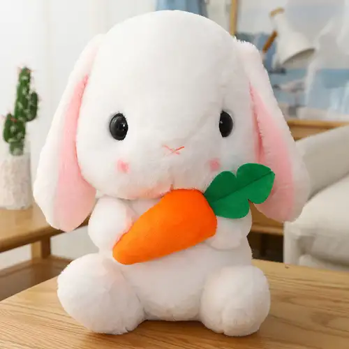 21,84 Cm Schönes Weißes Kaninchen-Plüschspielzeug Mit Runden Rosa Ohren,  Geburtstagsgeschenk Als Begleitung Zum Schlafen
