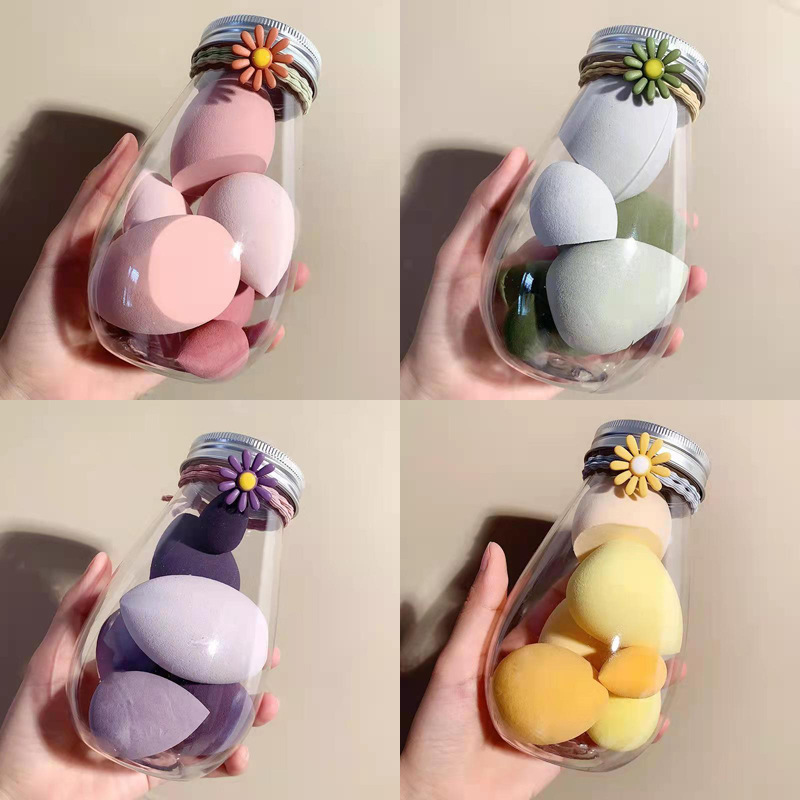 Soft Teardrop Blender Sponge Set With Jar Flawless Bottle - Temu