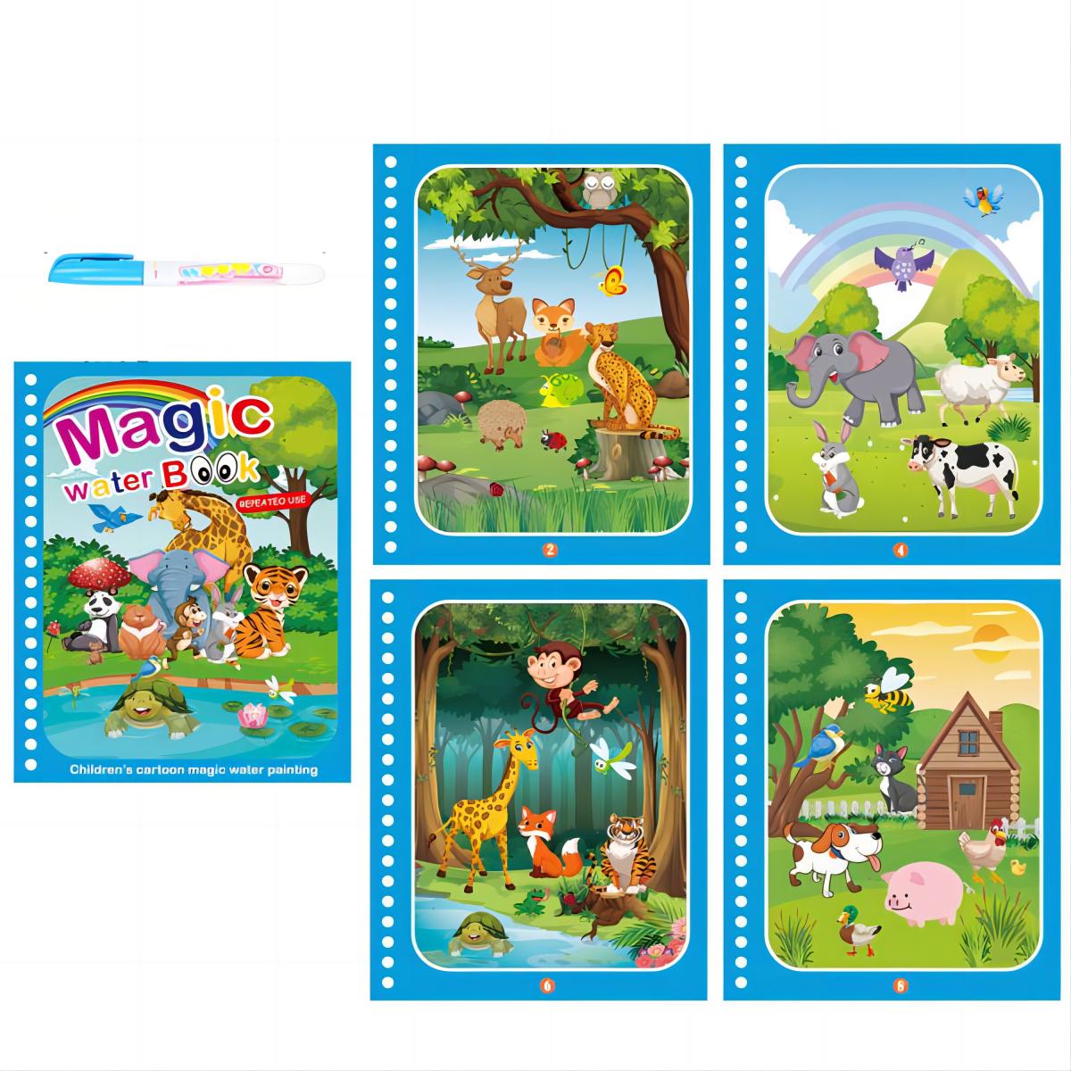 Kids Watercolor Coloring Book Reusable Water Coloring Activity Pads for  Early Education Accessories Animal 