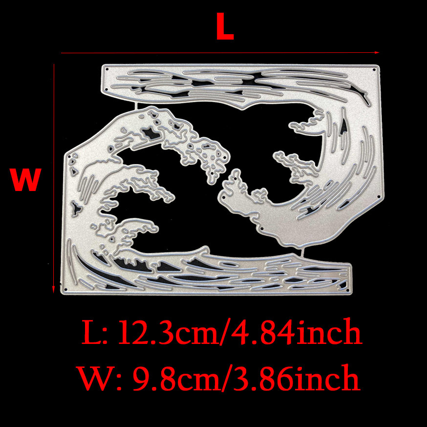 1pc 船金属切削ダイス波ステンシル紙エンボスダイスカード作成クラフト