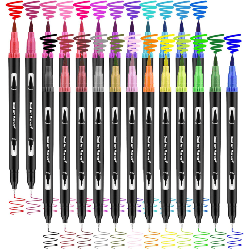 12pcs Double Brush Markers, Artist Fine Line Pens And Brush Tips, With  Premium Case, Suitable For Adult Coloring Books And Diaries, Drawing,  Doodling