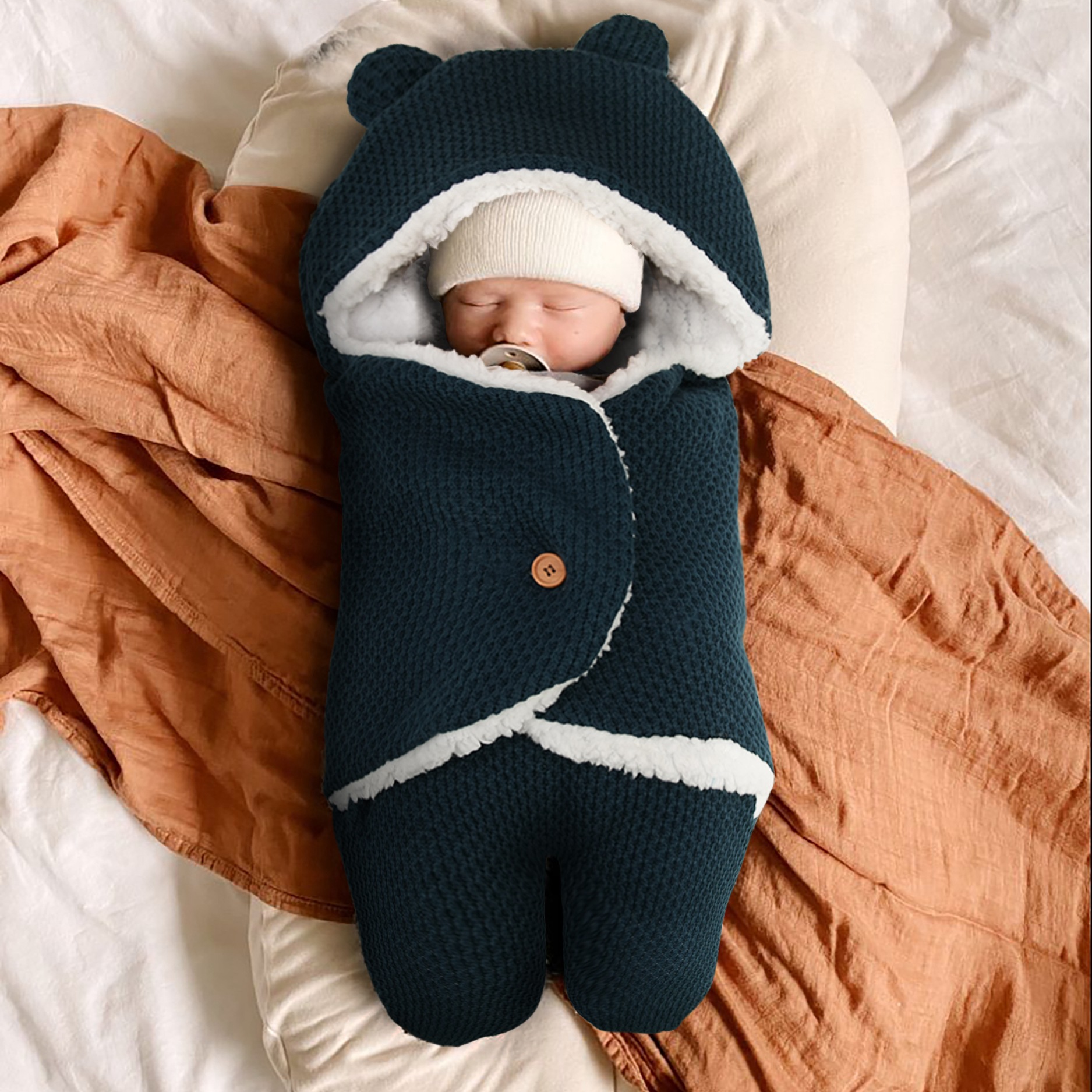 Envoltura Gruesa Para Bebé, Sobre De Punto, Saco De Dormir Para