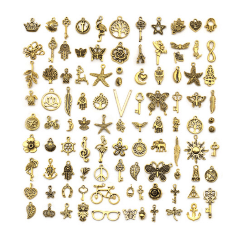 100pcs Wholesale Bulk Lots Jewelry Making Silver Charms, Mixed Tibetan Silver Alloy Charms Pendants, Assorted Pendants for DIY Bracelet Necklace