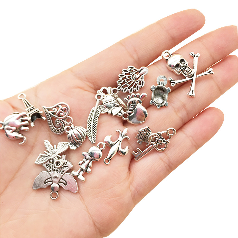 SUNNYCLUE 1 Box 40 Pcs 10 Sets Silver Angel Wings Charms Bulk Tibetan Style  Alloy Wing Keychain Making Pendants Angel Wings Charms Key Ring for