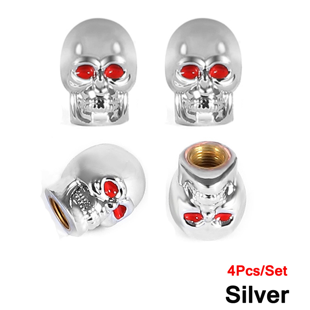 4pcs Set Universal Car Skull Style Antirust Copper Core Motorcycle Bike Car  Wheel Tyre Tires Valve Stem Caps Free Shipping For New Users Temu Japan